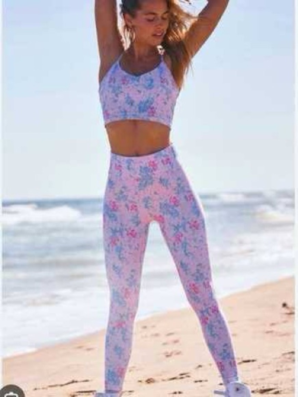 Bandier x LoveShack Fancy xsmall top and small bottom workout set